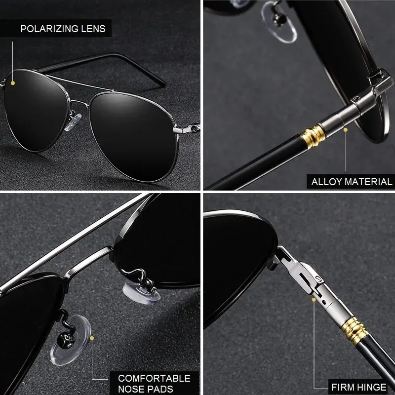 Luxury Aviator Polarized Sunglasses - Unisex Designer Metal Eyewear with UV400 Protection