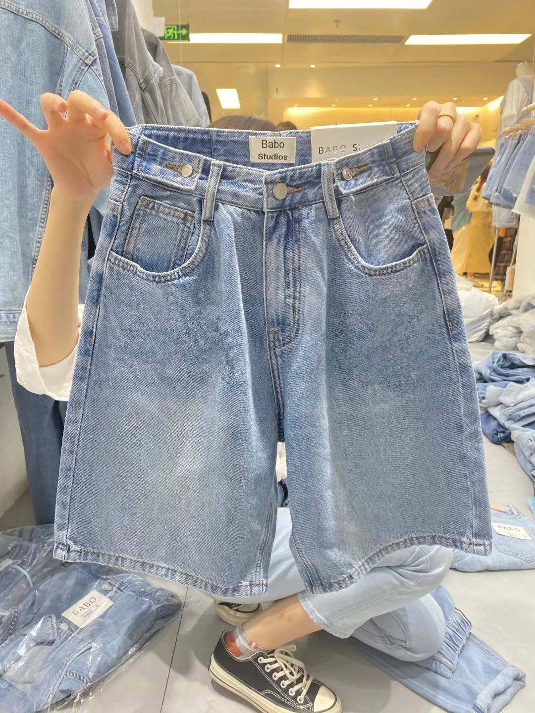 

Oversize High Waisted Five Part Denim Shorts 2024 New Summer Thin Women's Loose Wide Leg A-line Hot Pants Casual Fashion Wear