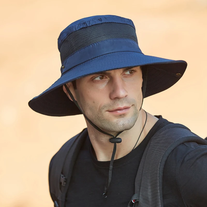 Hot Sale Xioguan 100% Polyester 9201 New Summer Breathable Fisherman Outdoor Mountaineering Big Eaf Sunshade Benni Hat_voghion.com