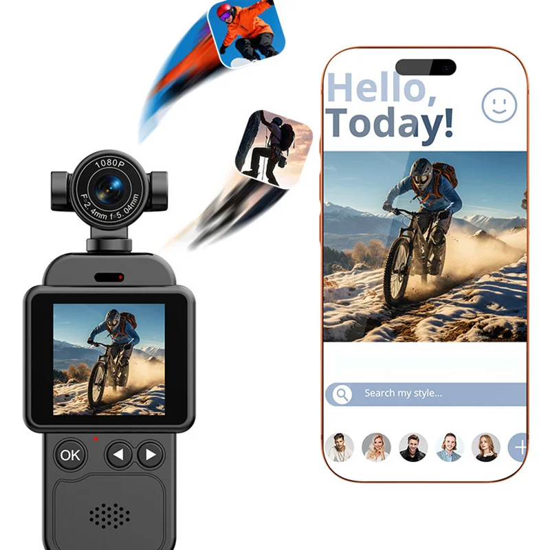 New High-definition 4k Sports Camera, Handheld 360 Panoramic Cycling Recorder Hanging On The Chest Anti Shake Wifi_voghion.com