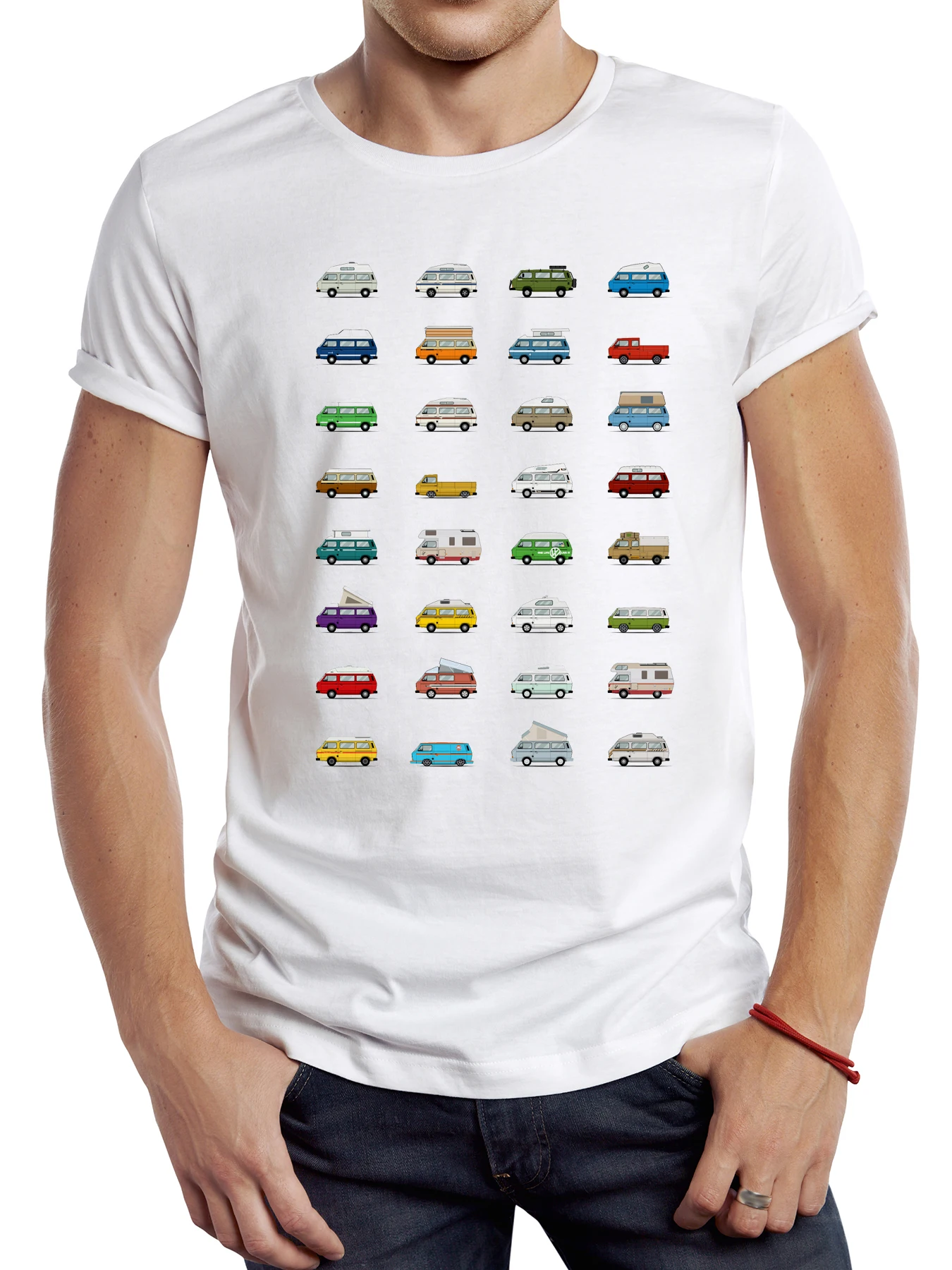TEEHUB Vintage Camper Van Men T Shirt Casual Camping Bus Male Tops Hipster Retro Beetle Classic Car Printed Tee_voghion.com