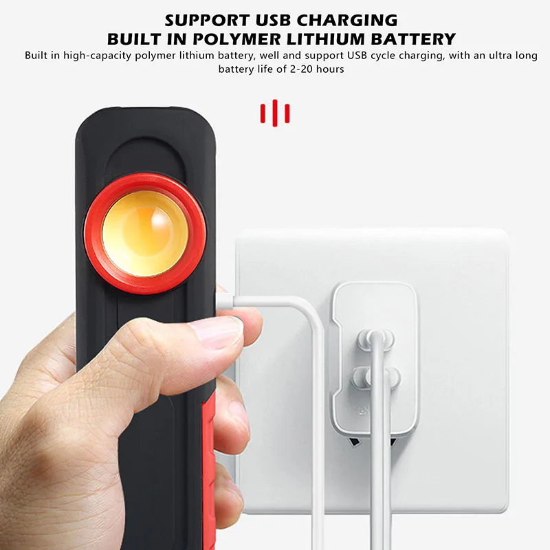 Pocketman COB + LED Work Light Portable Flashlight Camping Light Rechargeable Work Lamp Auto Repair Inspection