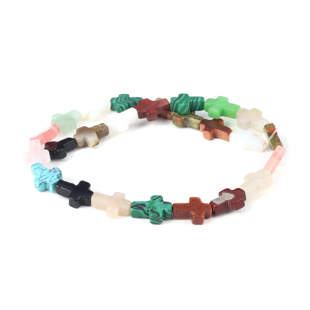 

Natural Stone Cross Rose Quartz Agate Perforated Spacer Beads Making DIY Necklace Bracelet Jewelry Accessories Gift