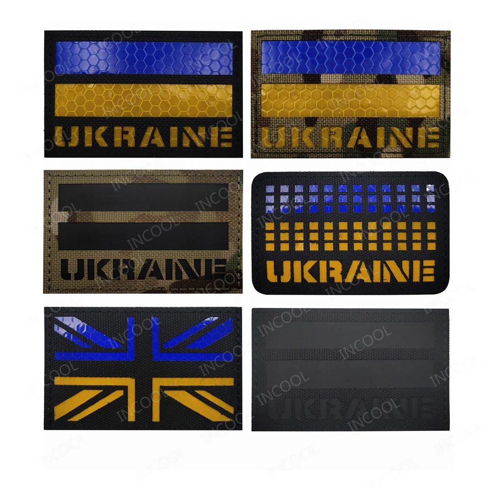 Ukraine Flag Embroidered Patch Ukrainian Flags Army Military Patches Tactical Appliqued Reflective Badges Chevron Strip Patches