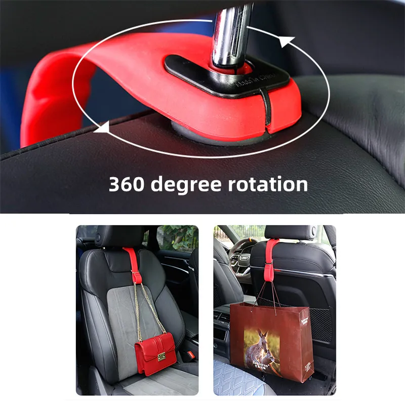 Car Seat Hanger Bag Holder Headrest Hook Silicone Red Black Brown