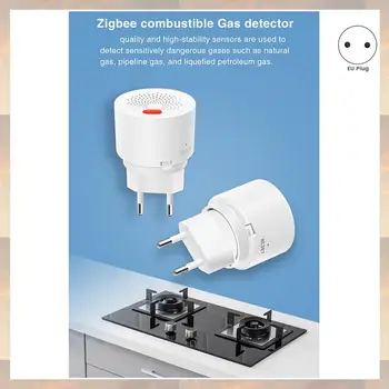 2025 New-Zigbee Natural Gas Sensor Combustible Household Smart LPG Gas Leakage Alarm Detector Fire Security Protection EU-PLUG 1