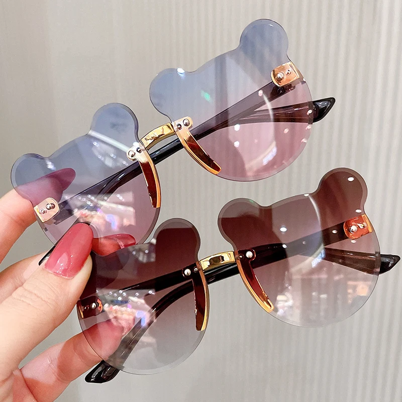 Trendy Girls Boys Sun Glasses Cartoon Eyeglasses Shades Driver Goggles Anti-glare Kids Sunglasses Bear Shape Children Glasses