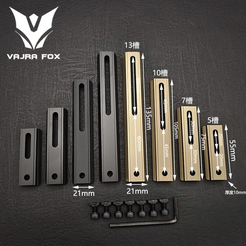 Adjustable Hole Spacing Rails 21mm Total Length 135mm 105MM 75mm 55MM Dual System Mlok Keymod Hunting Accessories adjustable rails