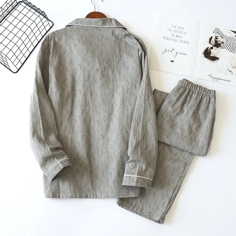 Men's Pajamas Winter Long Sleeved Pants Pure Cotton Simple Home Service Suit Autumn Sleepcoat Men Sleepwear homewear