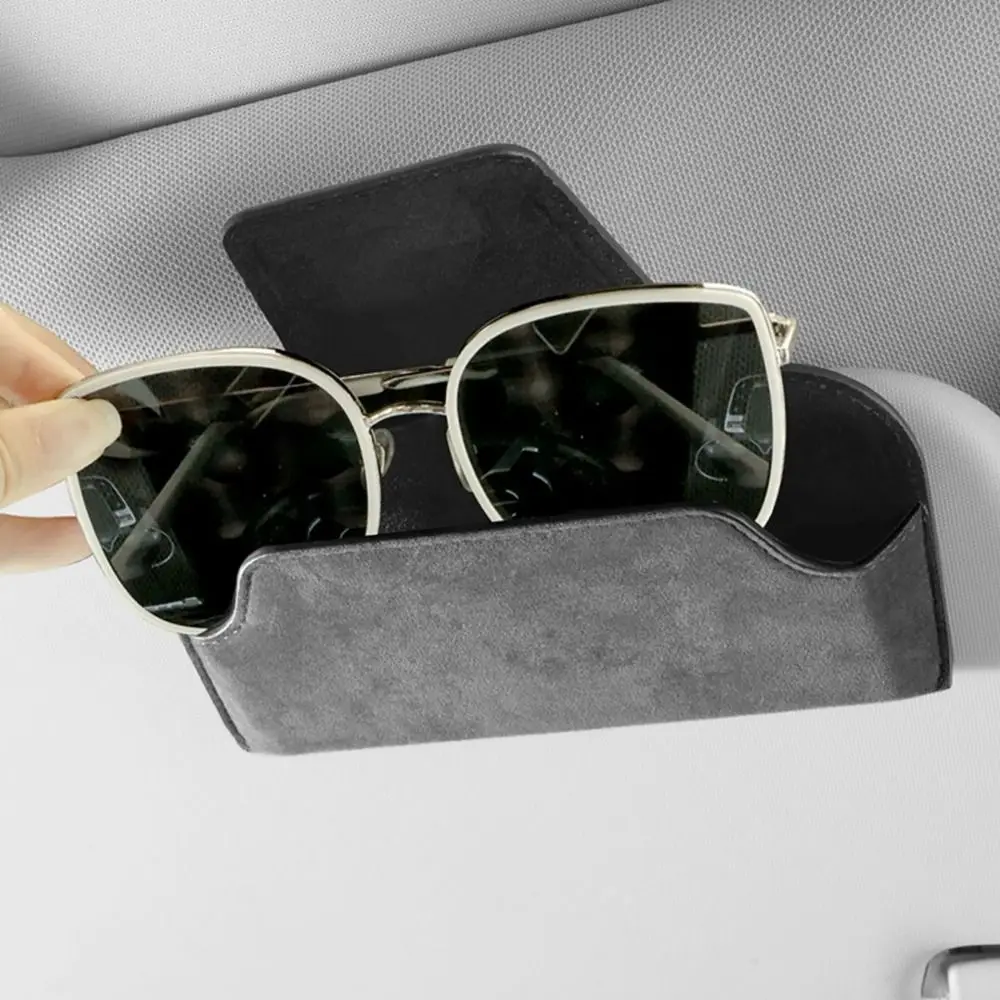 Sunglasses Holder Car Storage Tools Sun Visor Glasses Holder Multi-functional Wear-Resistant Auto Sunglasses Holder Cowhide Car Storage Box