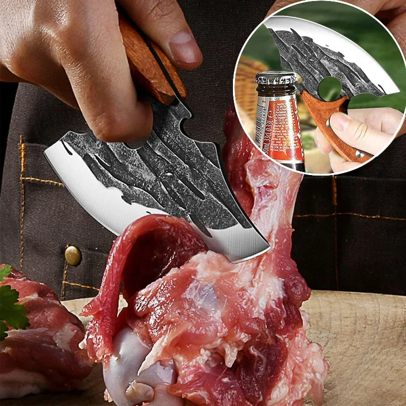 Kitchen Knife Boning Knives Meat Cleaver Hand Forged Kitchen Knife Wooden Handle Butcher Knife Stainless Steel Cooking Kitchen Gadgets