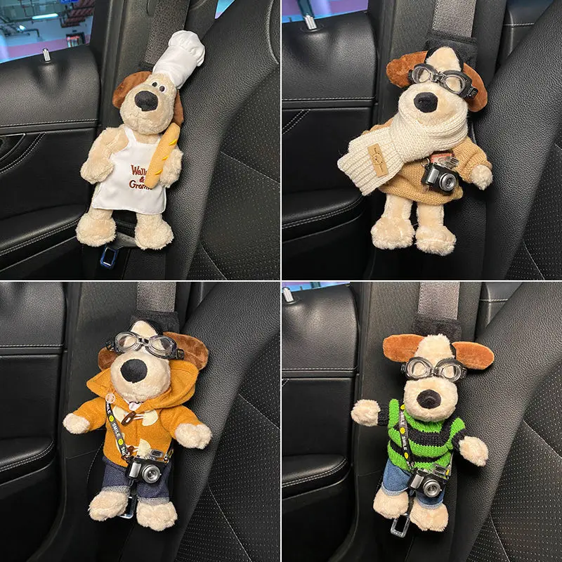 1Pccute Cartoon Dog Car Seat Belt Protezione Per Le Spalle Car Interior Doll Soft Protection Cover Anti Traculation Universal Female
