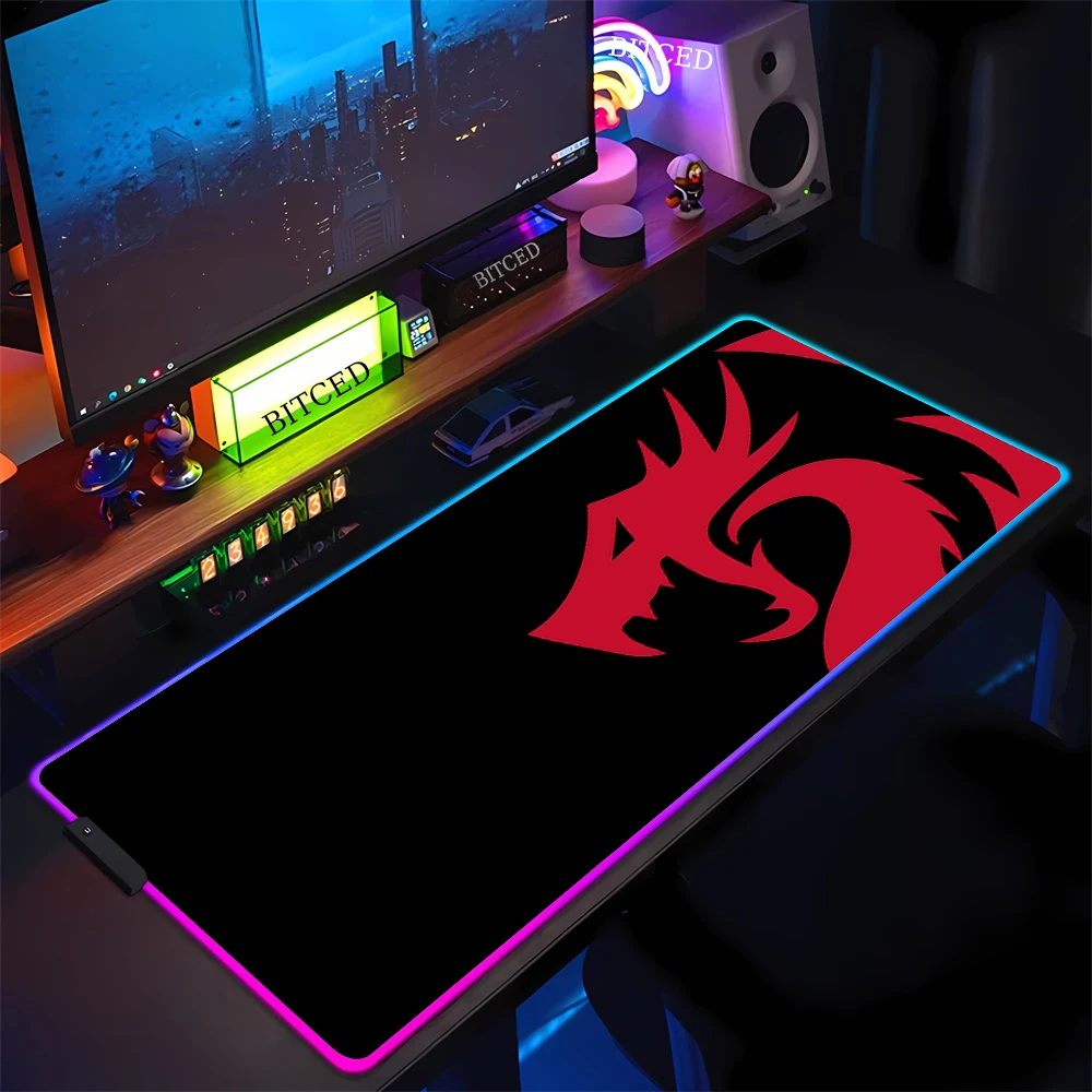 Redragon RGB LED Oyun Mouse Pad Halı Serin kaymaz klavye matı Bilgisayar Masası Aksesuarları Mousepad Aydınlık Dizüstü Oyun Paspasları