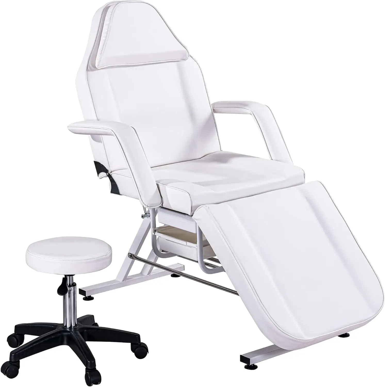 

Brisca Massage Salon Tattoo Chair with Two Trays,Esthetician Bed W/Hydraulic Stool and Multi-Purpose 3-Section Facial Table,for