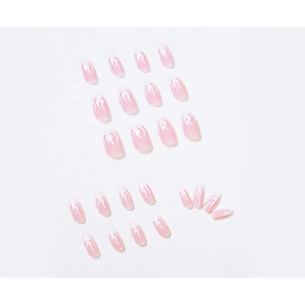 24 Pcs Flame French Design Pink Press-On Nails