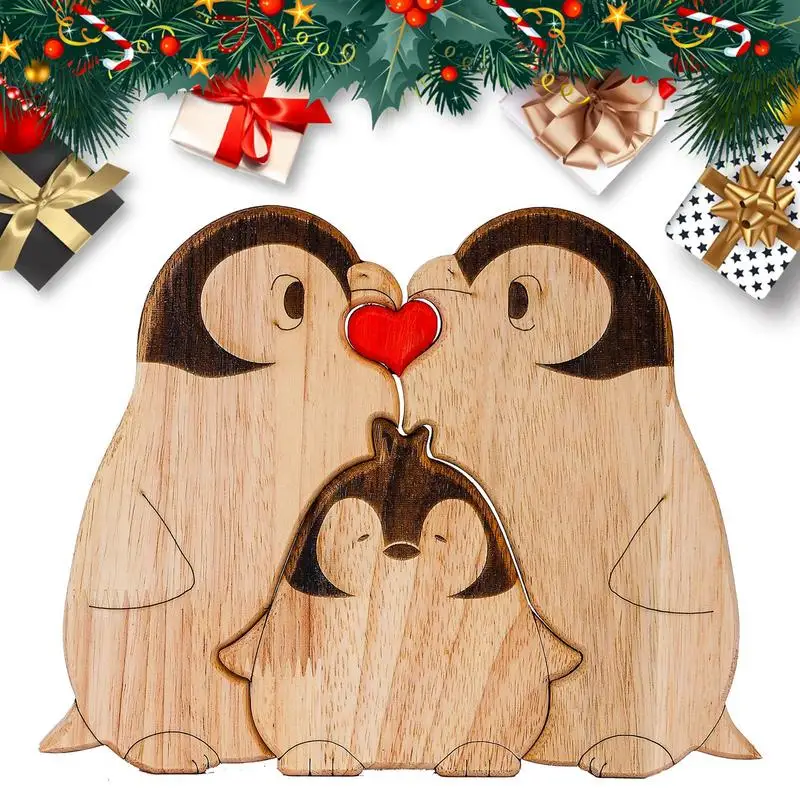 

Настольная деревянная фигурка пингвина с гравировкой, Декор для дома, Яркие фигурки пингвина для обеденного стола, журнального столика