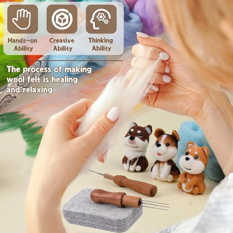 23 Colors Wool Roving Felting Bulk for Needle Felting Supplies Kit with Instructions for Beginners DIY Handcrafts Decoration