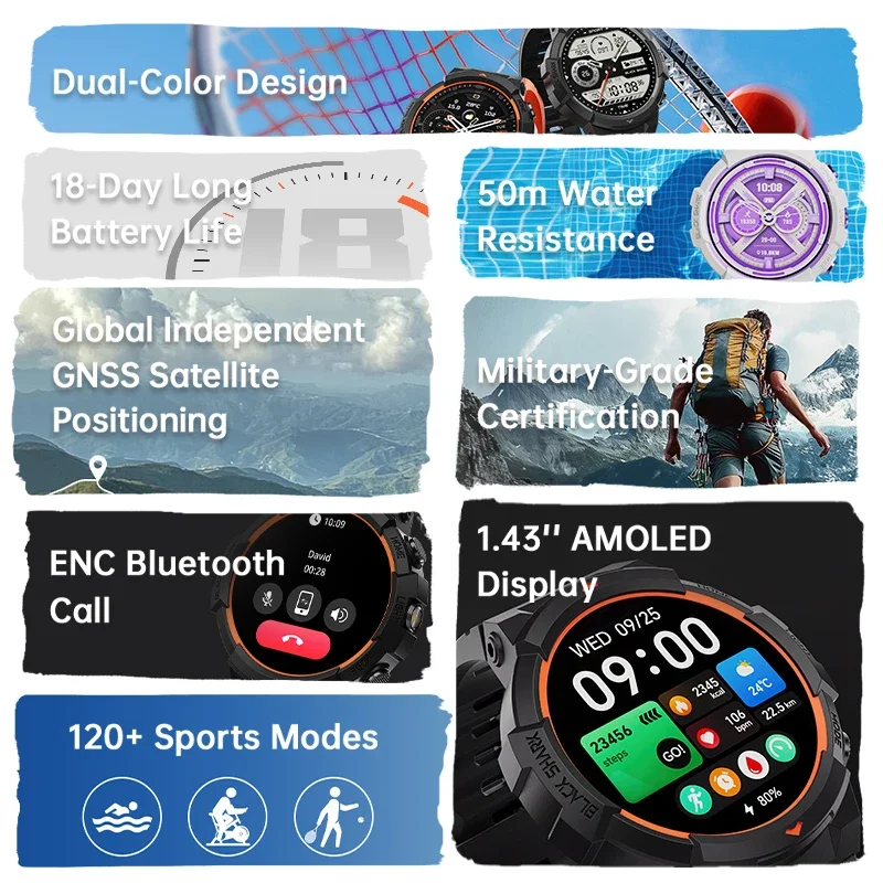 Black Shark GS3  Ʈ ġ ۷ι  1.43ġ AMOLED ÷ 18  5ATM GNSS