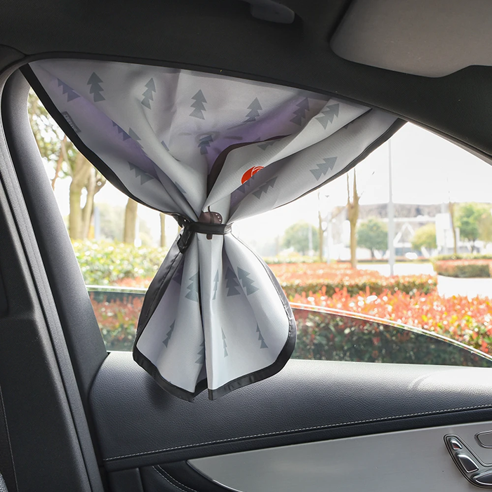 Universal Car Sun Shade Cover Magnetic UV Protection Curtain Side Window For Baby Kids Cute Cartoon Car Styling