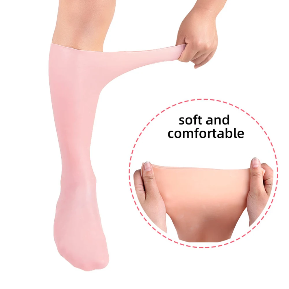 Feet Long Care Socks 1Pair SEBS Moisturizing Silicone Gel Elasticity Care Exfoliate Protectors Anti Cracking Spa Foot Skin foot care socks