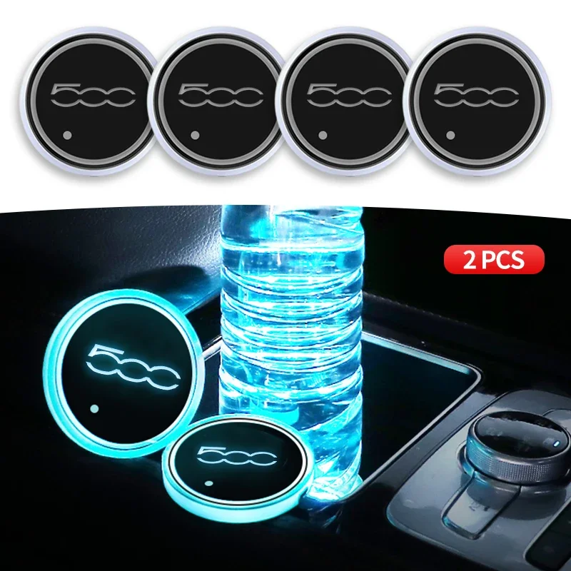 2Pcs Car Led Water Cup Sottobicchiere Luminoso Per Fiat Astra 500 Grande Bravo Punto Panda Ducato Tipo Stilo Freemont Accessori Auto