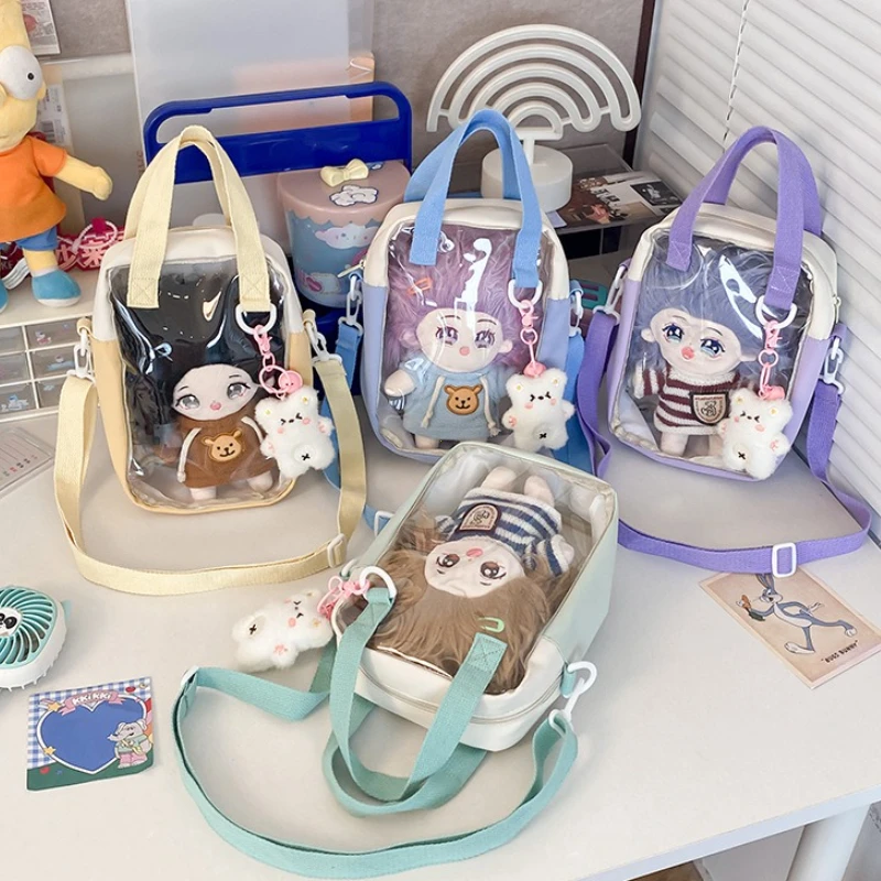 New Cute Girls 20cm Doll Bag Y2K Versatile Transparent Pocket Shoulder Crossbody Bags Simple Basic Ita Bag Student Handbag Purse