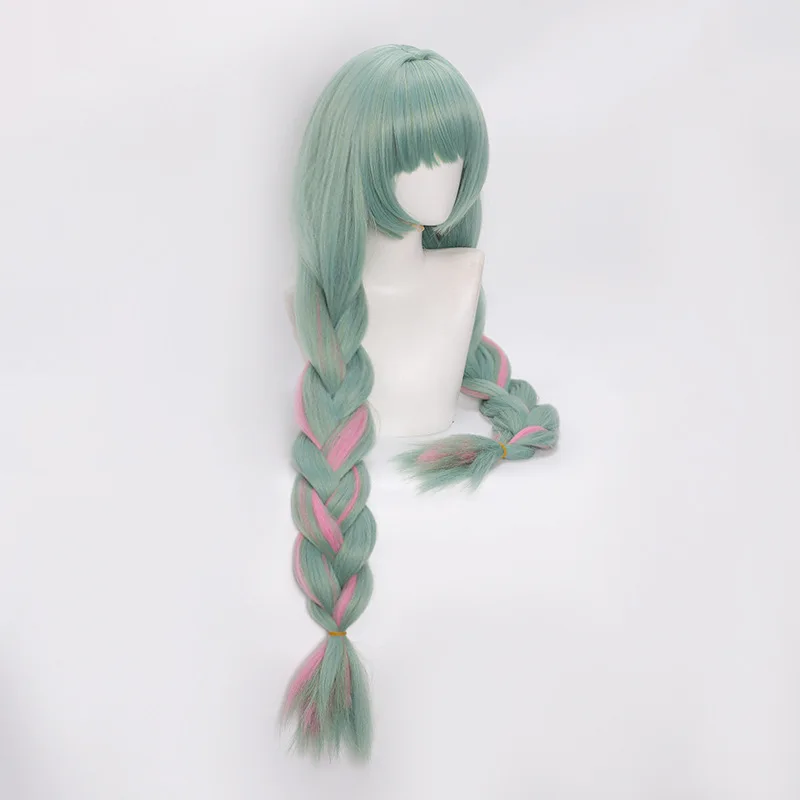 Generic Light Green Braided Heat-Resistant Synthetic Wig for Cosplay Events