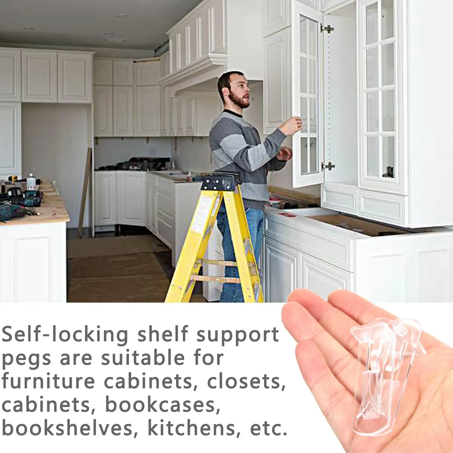 Plastic Locking Shelf Support Pegs 20pcs 6.9mm Self-Locking Bracket Clips For Furniture Book Shelves