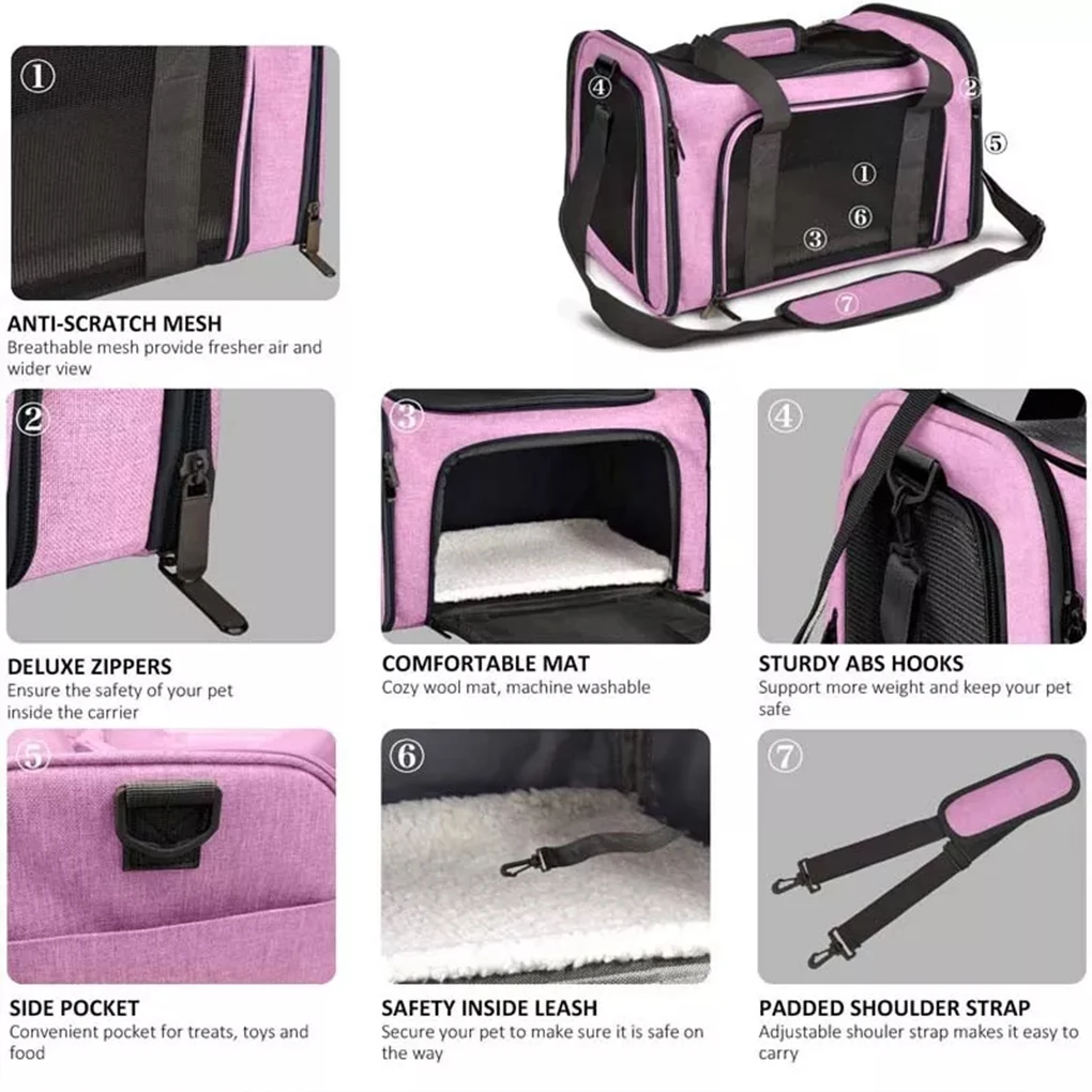 Cat Carrier Waterproof Polyester Bag With Mesh Panels For Ventilation Pet Carrier Cat Cage Cage Dog