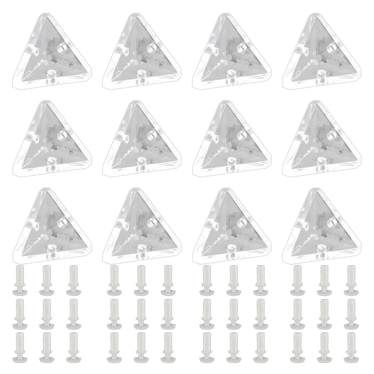 72Pcs Acrylic Corner Brackets with Semitransparent Screws Clear 3-Hole Right Angle Joint Brace Brackets