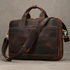 Men Briefcase Genuine Leather Laptop Bag 14 15.6" PC Doctor Lawyer Computer Bag Cowhide Male Briefcase Leather Men Business Bag 1