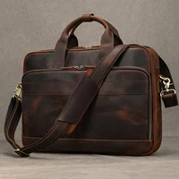 Men Briefcase Genuine Leather Laptop Bag 14 15.6" PC Doctor Lawyer Computer Bag Cowhide Male Briefcase Leather Men Business Bag 1
