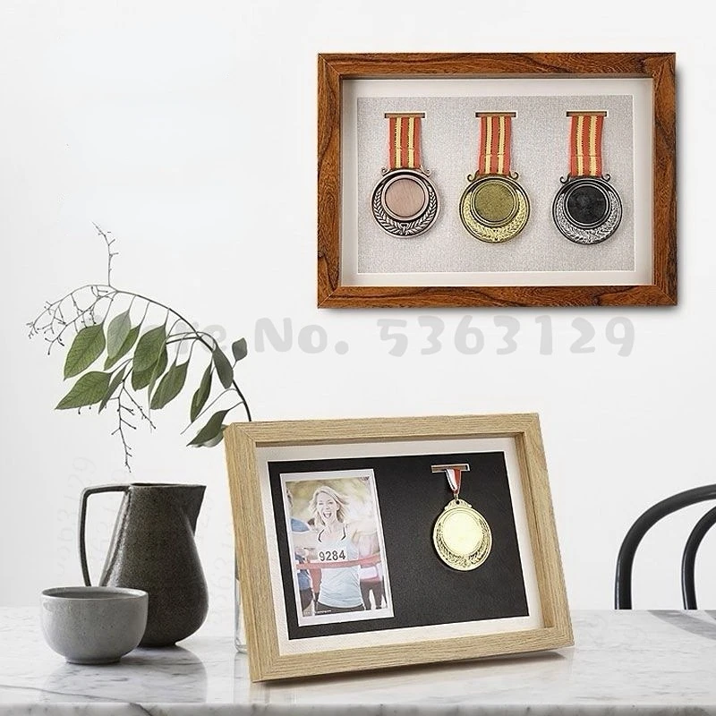 Boîte de présentation de médaille de sport Marathon, cadre en bois A3 pour  badge d'honneur, cadre photo d'art mural - AliExpress