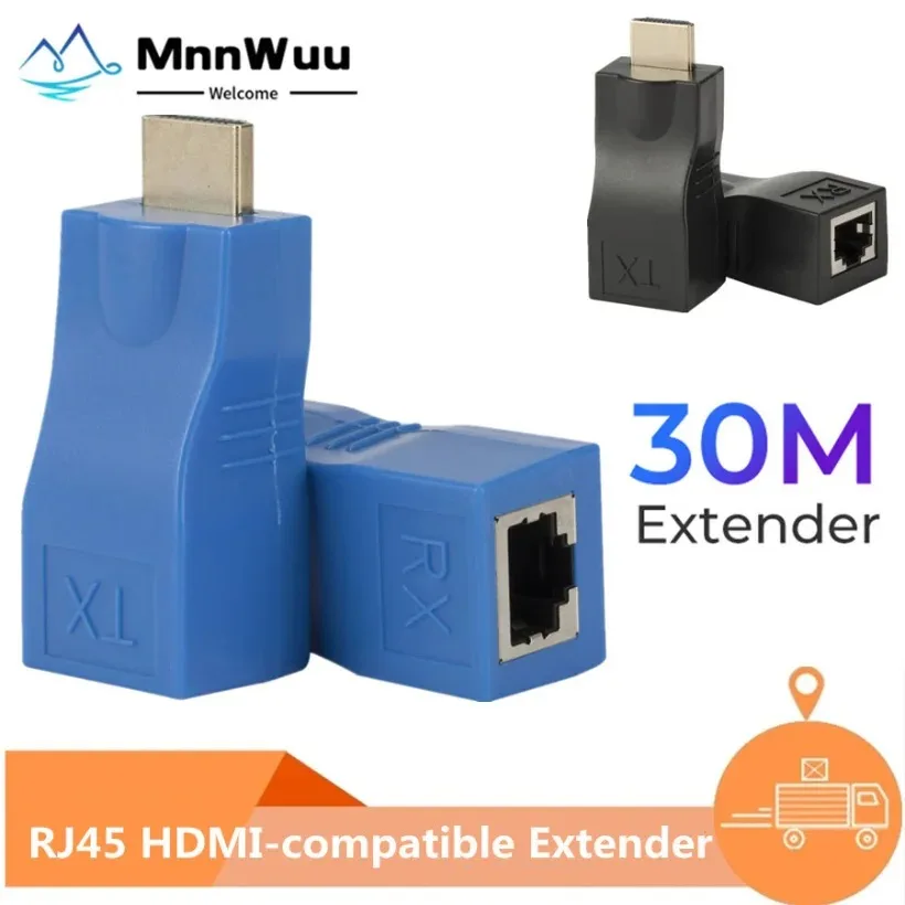 Mnnwuu 1 Paio Rj45 Estensione Extender Compatibile Con Hdmi Fino A 30M Su Cat5E Cat6 Rete Ethernet Lan Per Hdtv Hdpc Dvd Ps3