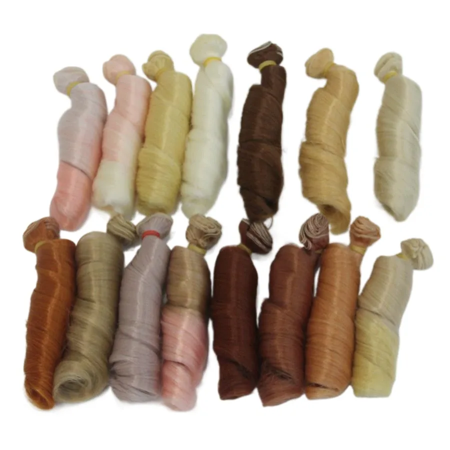 

Free Shipping Wholesales Extension Hair 15*100cm Natural Color Curly Wigs for BJD SD Russian Handmade Clothing Doll Wigs