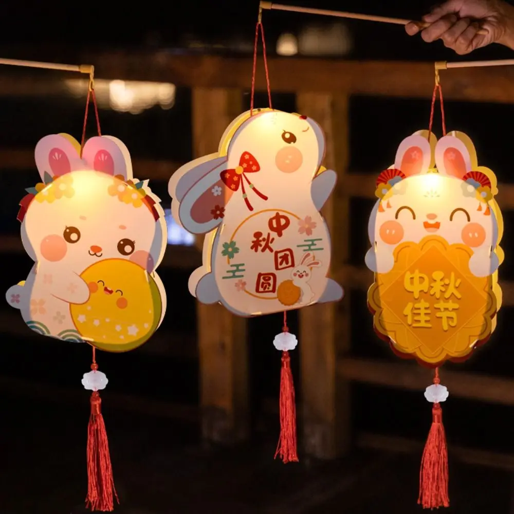 

Bunny Shape Jade Rabbit Lanterns DIY Mid-Autumn Festival DIY Lanterns Material Portable Handmade Gift for Boy