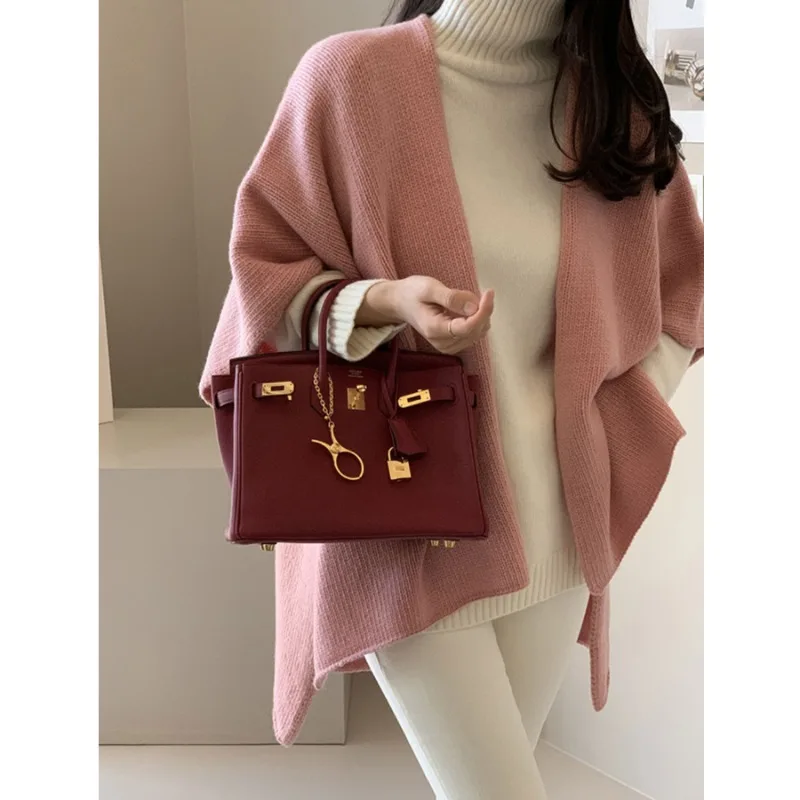 Women Knitted Shawl Jacket Casual Warm Solid Color Cardigan