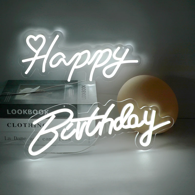 

Неоновая подсветка с надписью «Happy Birthday», 42x30 см
