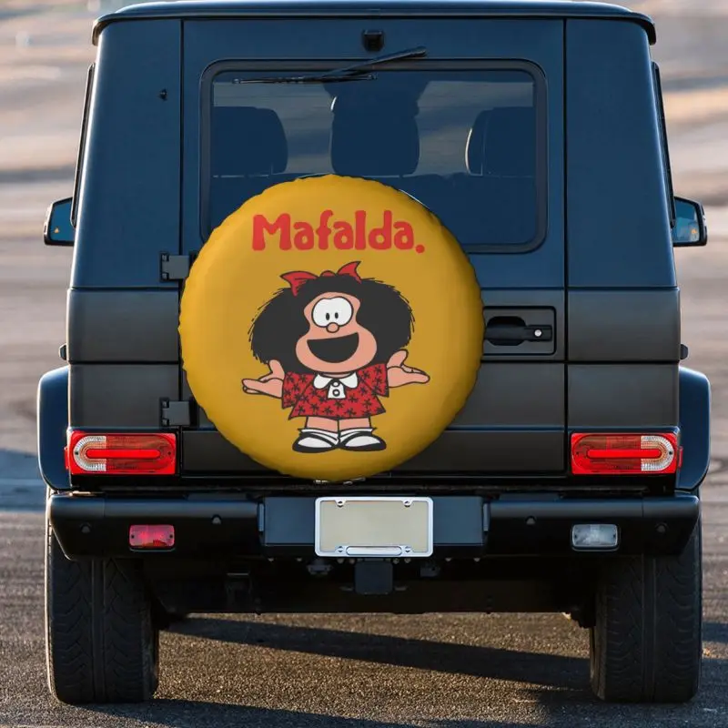 Happy Mafalda Spare Wheel Tire Cover for Mitsubishi Pajero Argentina Manga Quino Jeep RV SUV 4WD 4x4 Vehicle 14 15 1