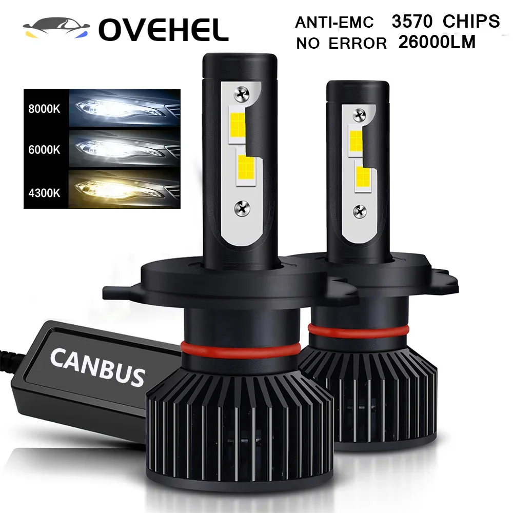 H4 LED H7 LED Canbus 26000LM High Power Headlight H1 H3 H8 H9 H11 9005 9006 Hb3 9004 9007 H13 9012 Led Bulb Turbo Lamp For Car