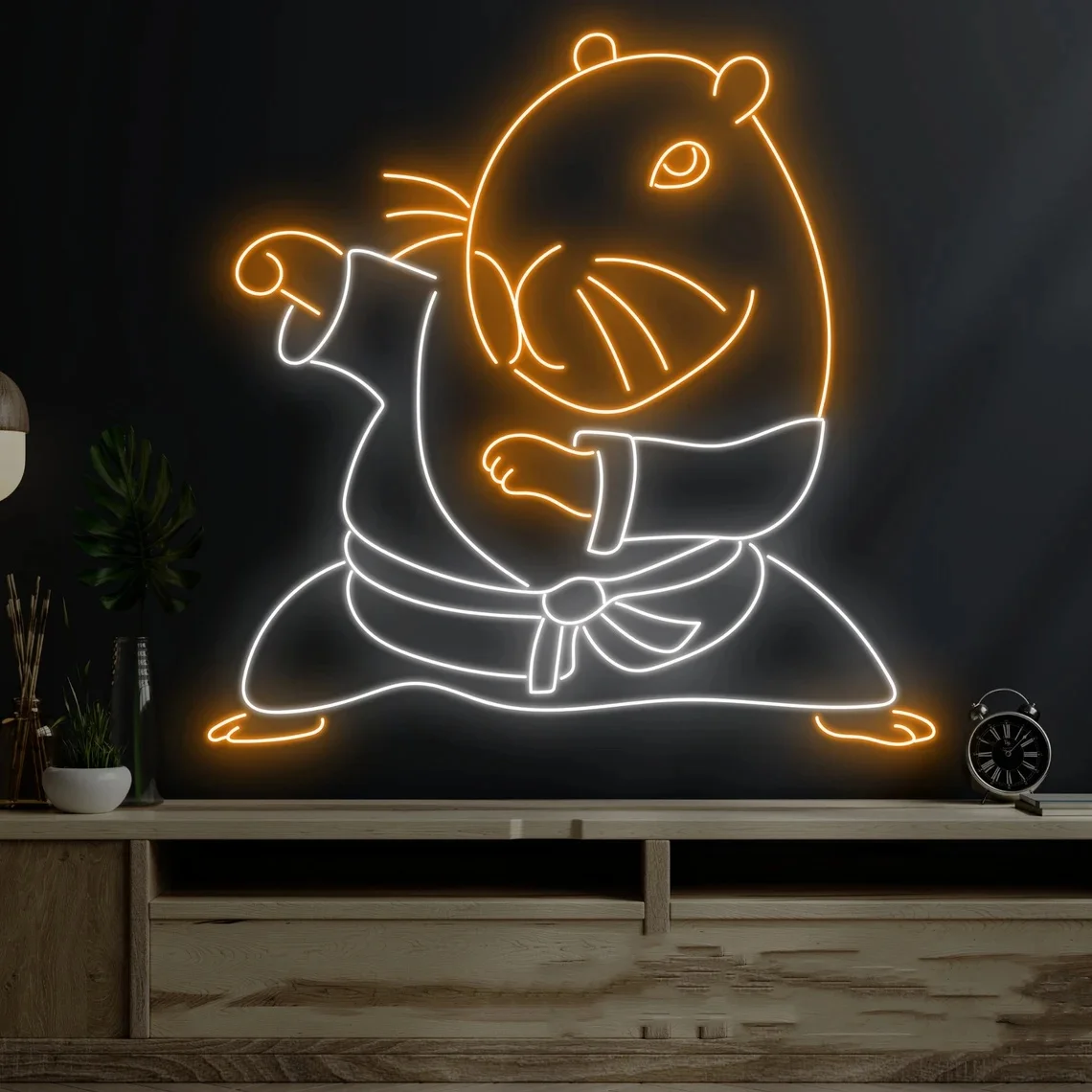 

Kung Fu Guinea Pig Neon Sign Custom Neon Sign Wall Decor Neon Sign Kungfu Neon Sign