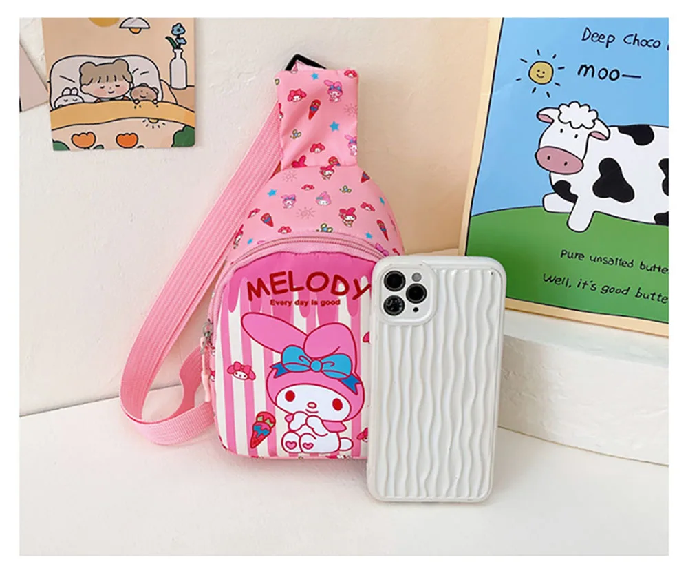 Children's Chest Bags Sanrio Cartoon Shoulder Bags Casual Messenger Pouch Fashion Versatile Chest Tote Outdoor Travel Backpack