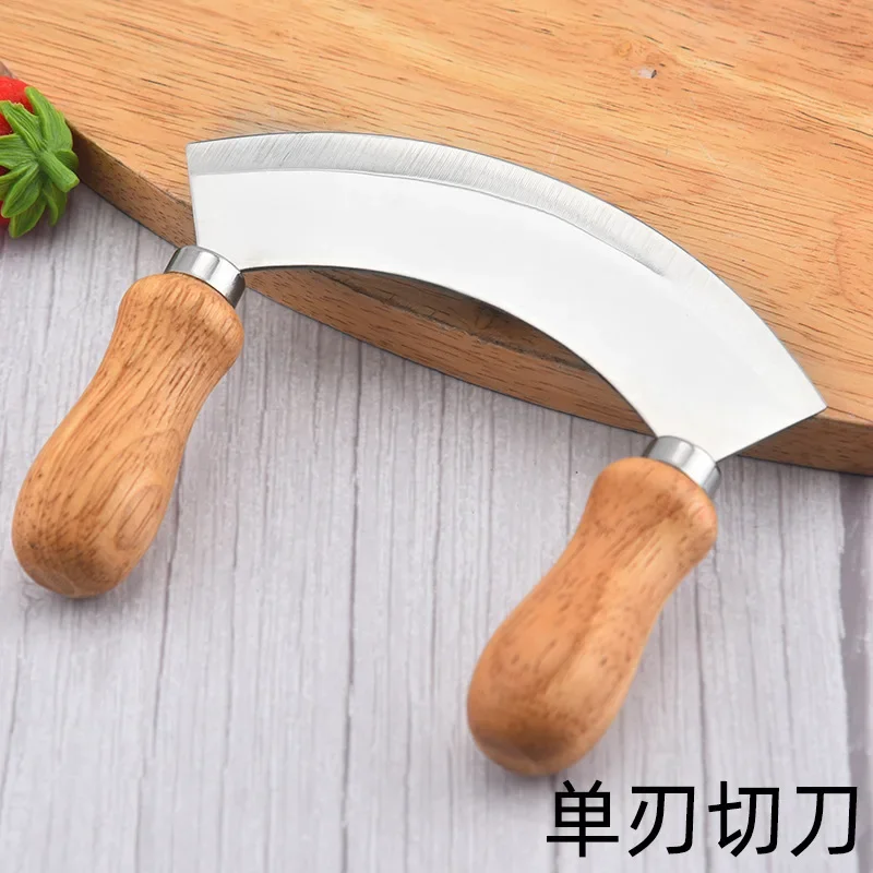 Stainless Steel Wooden Handle Swing Cutter Double Handle Pizza Cutter Wheel Knife Sawtooth Shovel Kitchen Baking Scraper Tool pizza cutter
