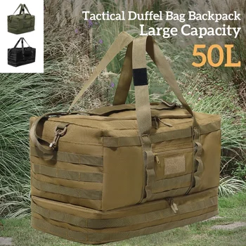 50L Luggage Duffel Bag Camping Storage Tactical Large Bags Men's Hiking Travel Mountaineering Trip Gym Weekend Duffle
