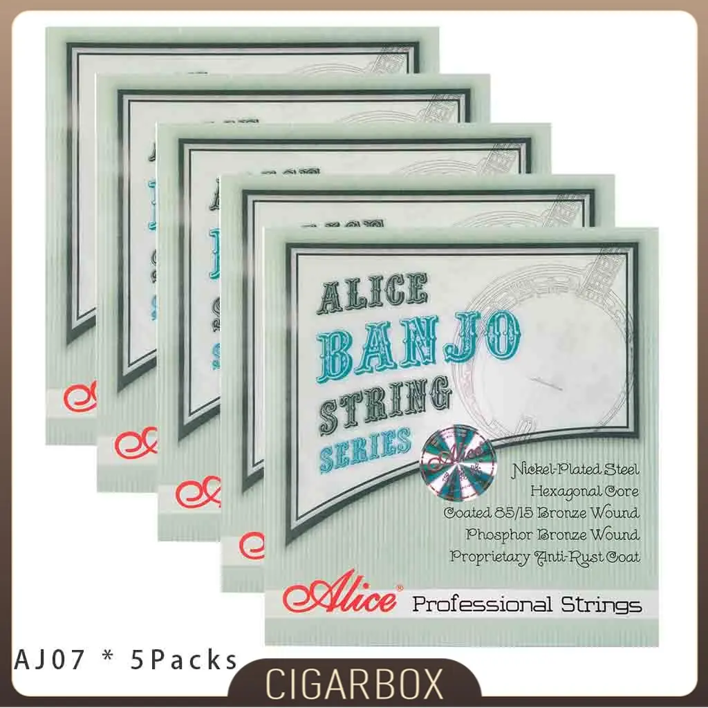 

5 Packs Alice AJ07 Strings Banjo Strings Banjo String Nickel & Phosphor Bronze Wound AJ07 Folk Music Instruments Accessories SET
