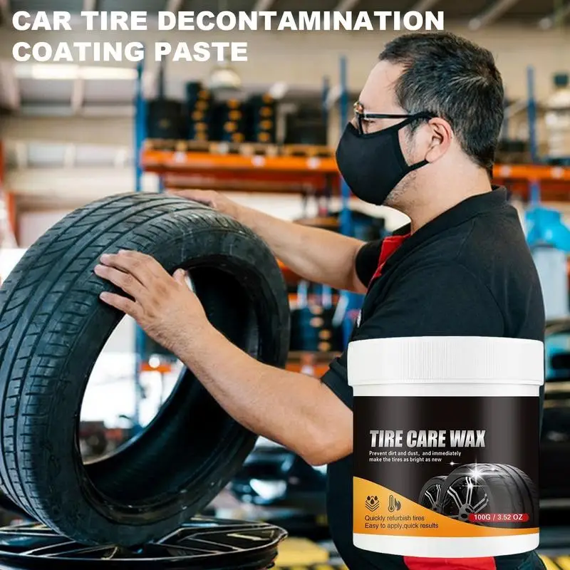 Tire Care Wax 100g Tire Coating Agent Protective Wheel Maintenance Wax Waterproof Brightener Long-Lasting For Restoring