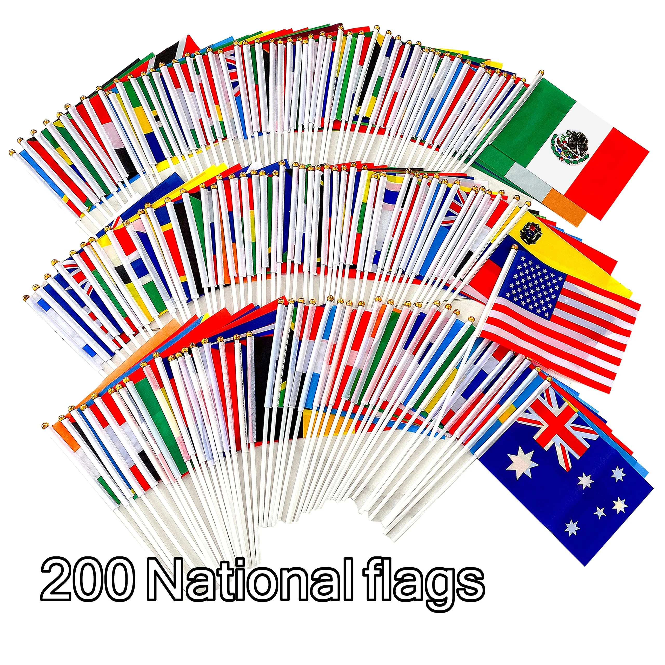 

National flags Complete set of whole world 200 country or region flags 14*21 cm polyester material with plastic poles