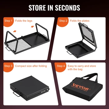 VEVOR Folding Campfire Grill,Portable Camping Grates Camp Fire Cooking Equipment with Legs Carrying Bag for Outdoor BBQ Cooking 5