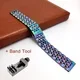 Stainless Steel Metal Watch Strap Wristband Bracelet, 22mm & 20mm for 20mm (Colorful tool)