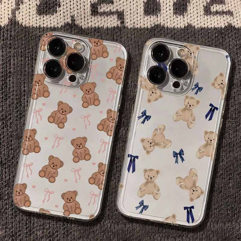Bow-Tied Bear Heart Art Pattern Phone Case Cover
